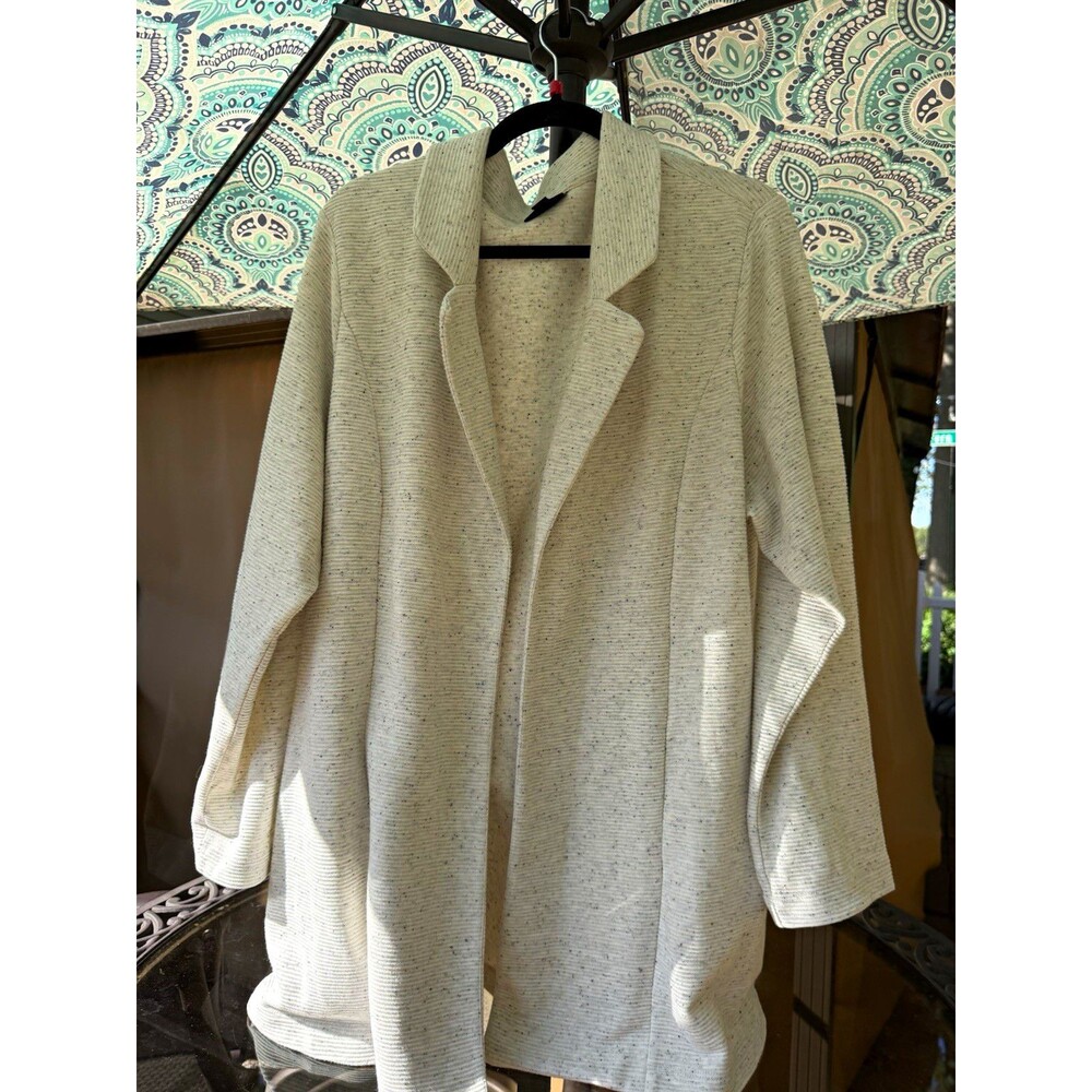 J. Jill Wearever Collection Beige Speckled Open Front Jacket 2X Lightweight